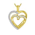 Forevermine 1/10 Ct. T.w. Diamond 14k Yellow Gold Over Silver Double Heart Pendant Necklace