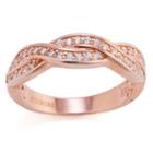 Silver Treasures Rose Gold Over Sterling Silver Cubic Zirconia Womens Clear 14k Crossover Ring