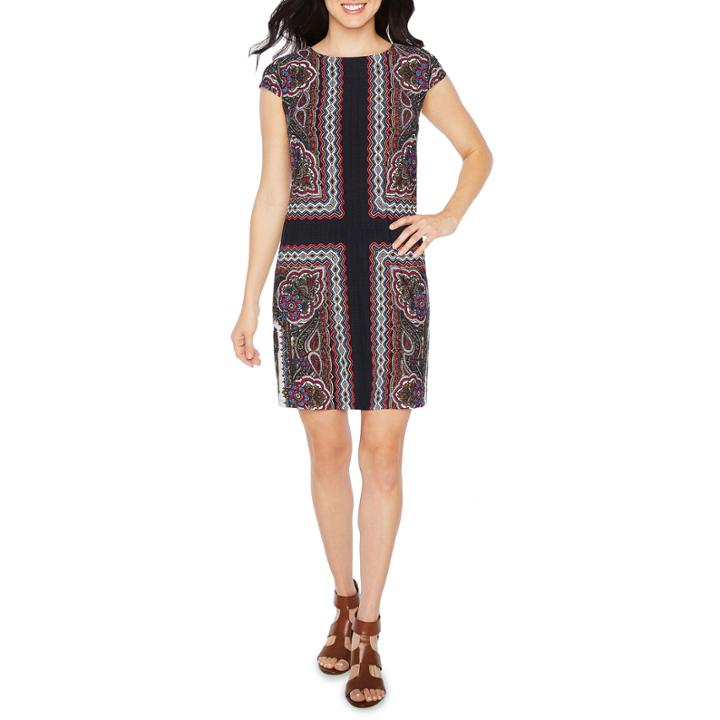 R & K Originals Short Sleeve Pattern Shift Dress