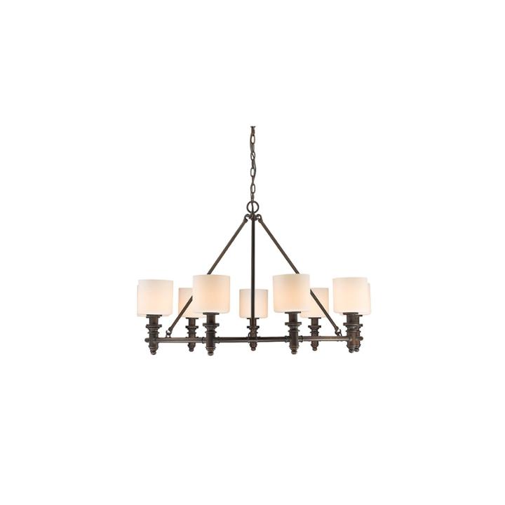 Beckford 9-light Chandelier In Rubbed Bronze Withopal Glass