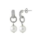Cubic Zirconia And Simulated Pearl Silver-plated Drop Earrings