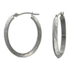 14k Gold Oval Diamond-cut Hoop Earrings