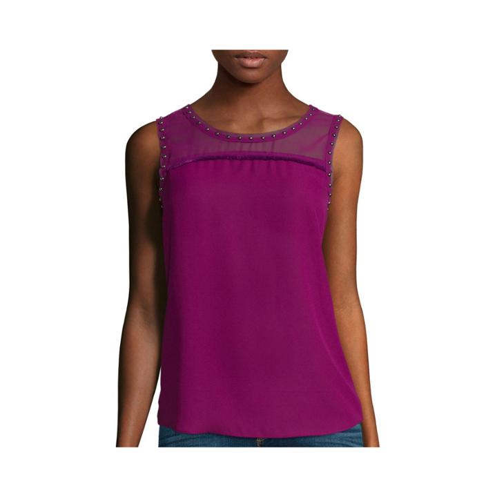 A.n.a Fringe Studded Tank Top- Petite