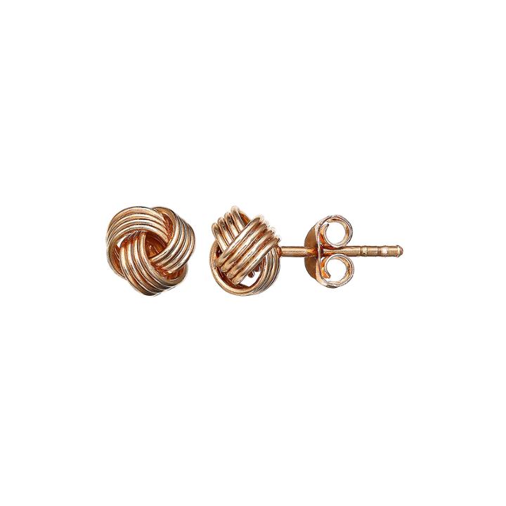 Rose Gold Over Silver Love Knot Stud Earrings