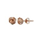 Rose Gold Over Silver Love Knot Stud Earrings
