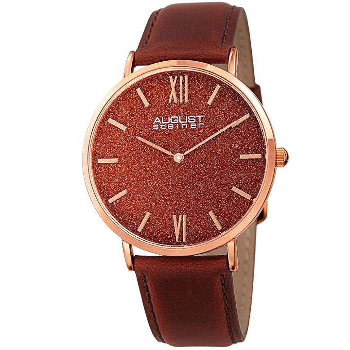 August Steiner Mens Brown Strap Watch-as-8211rgrd