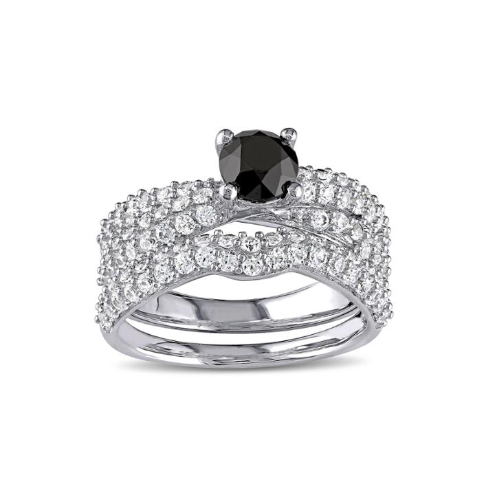 Midnight Black Diamond 1 Ct. T.w. Color-enhanced Black Diamond And Lab-created White Sapphire Ring