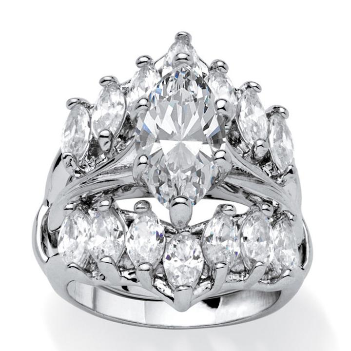 Womens 6 Ct.t.w. White Cubic Zirconia Silver Over Brass Bridal Set