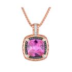Limited Quantities! 14k Rose Gold Over Silver Lab-created Pink Sapphire And Color-enhanced Black Diamond Pendant