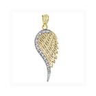 14k Two-tone Gold Angel Wing Charm Pendant