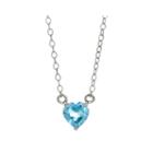 Genuine Blue Topaz Sterling Silver Heart Pendant Necklace