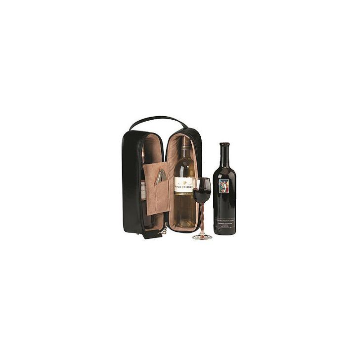 Royce Leather 622-6 Double Wine Presentation Case - Genuine Leather