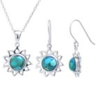 Womens 2-pack Green Turquoise Sterling Silver Jewelry Set