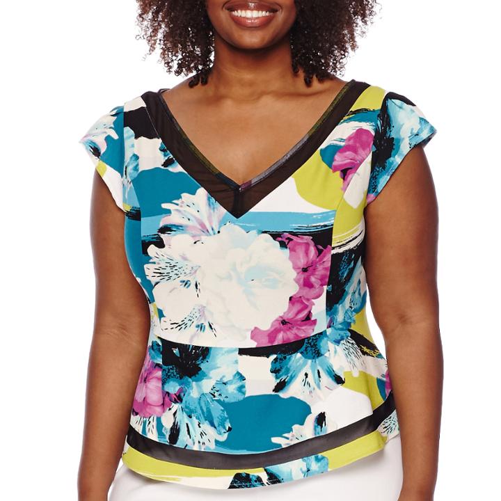 Worthington Short-sleeve V-neck Peplum Top - Plus