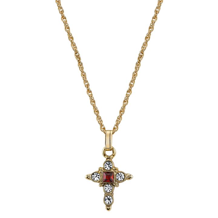 1928 Symbols Of Faith Religious Jewelry Womens Red Pendant Necklace