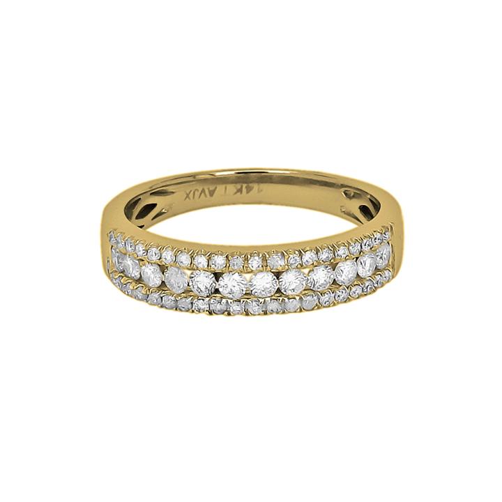 Limited Quantities 1/3 Ct. T.w. Diamond 14k Yellow Gold Triple-row Band