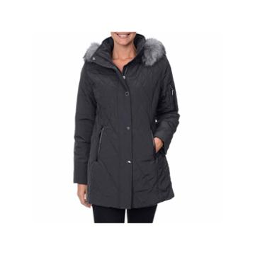Fleet Street Faux-silk Stadium Parka With Faux-fur Trim Hood