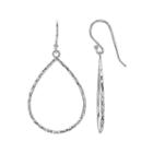 Sterling Silver Diamond-cut Teardrop Hoop Earrings
