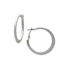 The Boutique Silver-tone Textured Hoop Earrings