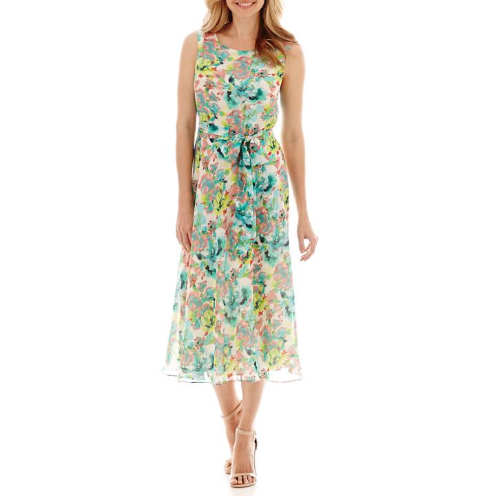 Black Label By Evan-picone Sleeveless Floral Print Dress