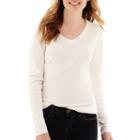 St. John's Bay Long-sleeve Essential V-neck T-shirt - Tall