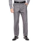 Jf J. Ferrar Gray Sharkskin Flat Front Suit Pants - Classic Fit
