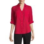 By & By Elbow Sleeve Collar Neck Crepe Blouse-juniors