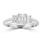 Love Lives Forever Womens 1 Ct. T.w. Emerald White Diamond 14k Gold 3-stone Ring