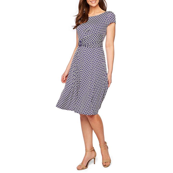 Perceptions Short Sleeve Abstract Fit & Flare Dress