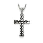 Mens Braided Stainless Steel Cross Pendant Necklace