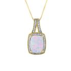 Womens Lab Created Multi Color Opal 10k Gold Pendant Necklace
