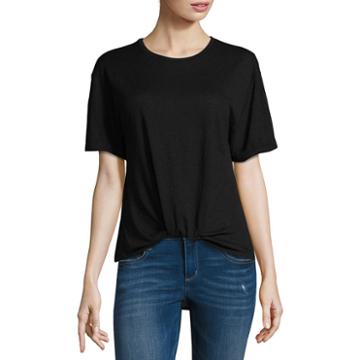 Heart N Soul Short Sleeve Crew Neck Knit Blouse-juniors