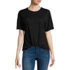 Heart N Soul Short Sleeve Crew Neck Knit Blouse-juniors