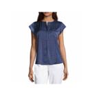 Liz Claiborne Short Sleeve V Neck Woven Blouse-talls