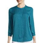 Liz Claiborne 3/4-sleeve Pleat Front Blouse