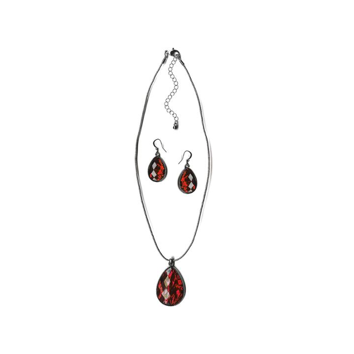 Mixit Red Teardrop Jewelry Set