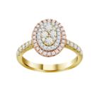 Womens 3/4 Ct. T.w. Genuine White Diamond 14k Gold Cluster Ring