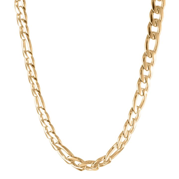 Mens Stainless Steel & Gold-tone Ip 22 11mm Figaro Chain