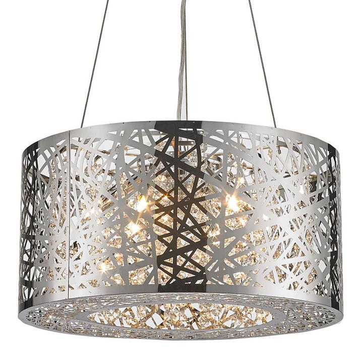 Aramis Collection 6 Light Mini Chrome Finish And Clear Crystal Drum Chandelier