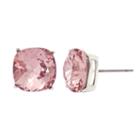 Sparkle Allure Cushion Pink Silver Over Brass Stud Earrings