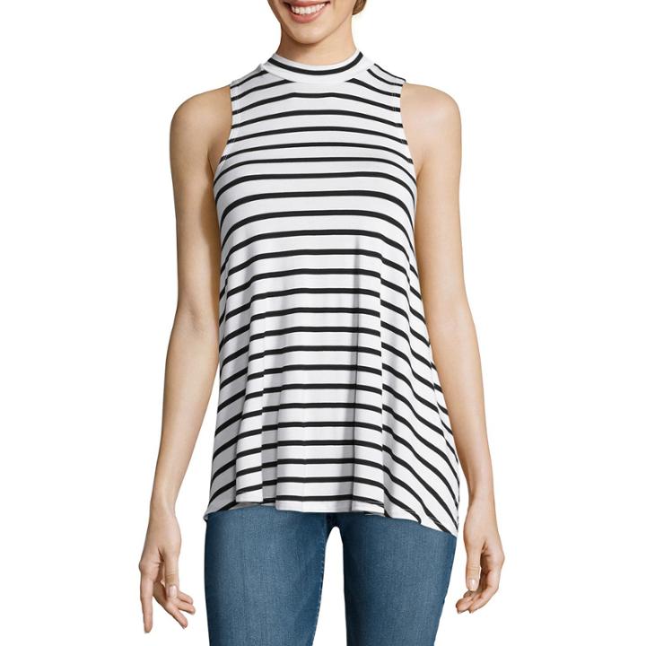 Fire Sleeveless Marled Hatchi Striped Mockneck Top - Juniors