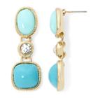 Monet Crystal And Aqua Gold-tone Earrings