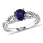 Womens 1/10 Ct. T.w. Lab Created Round Blue Sapphire 10k Gold Cocktail Ring
