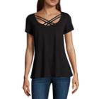 Self Esteem Short Sleeve Scoop Neck T-shirt-womens Juniors