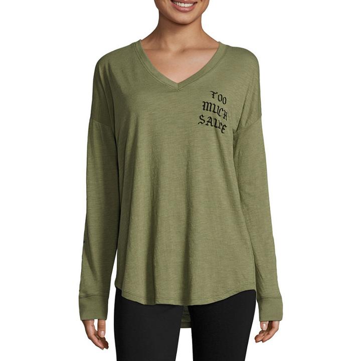 Flirtitude Long Sleeve Too Much Sauce/ California Graphic T-shirt - Juniors