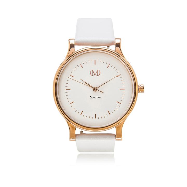 Martian Womens Mvip Cl 01 White Leather Band Smart Watch-mps01cl015