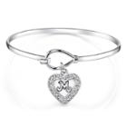 Silver-tone Crystal Heart M Bangle Bracelet