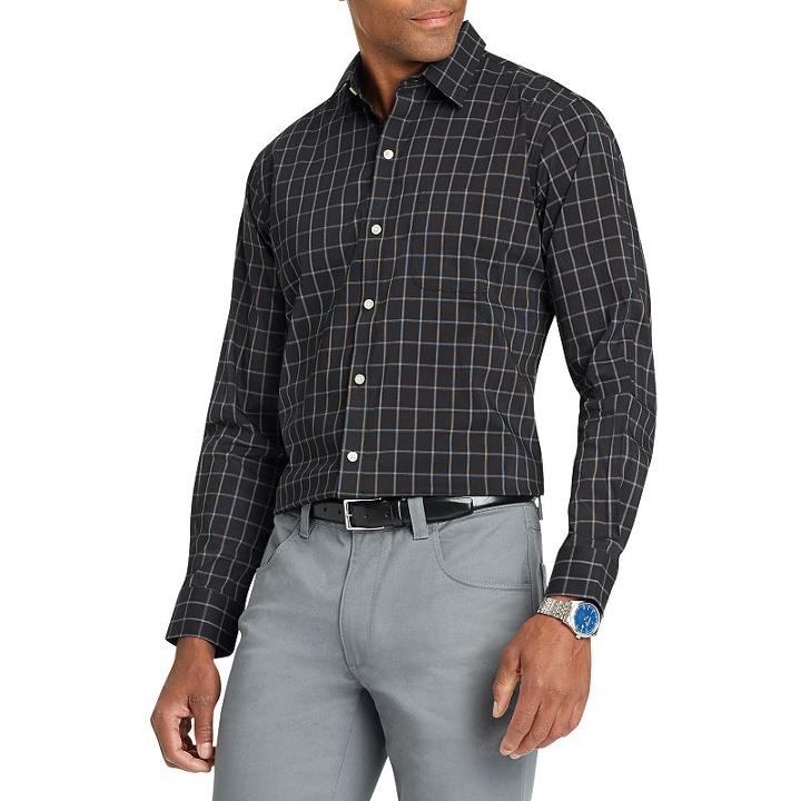 Van Heusen Long Sleeve Checked Button-front Shirt