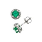 1/7 Ct. T.w. Round Green Emerald 14k Gold Stud Earrings