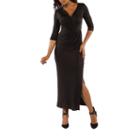 24/7 Comfort Apparel Long V-neck Wrap Dress